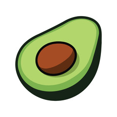 halve avocado fruit hand drawn vector illustration