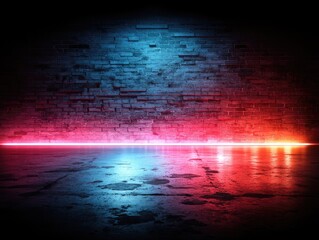 Fototapeta premium Neon glow on brick wall