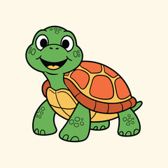 a cartoon turtle with a cheerful express vector graphic illustration cartoon concept