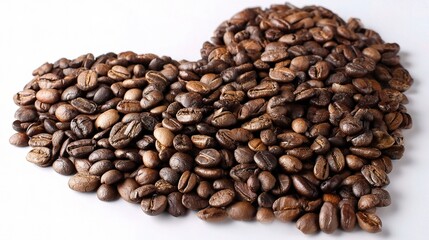 Fototapeta premium Heart Shape Made of Coffee Beans with Strong Aroma Concept