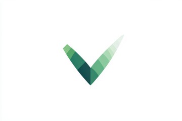 Simple, abstract checkmark graphic.  A stylized V-shaped mark composed of polygonal, gradient-filled shapes in shades of green