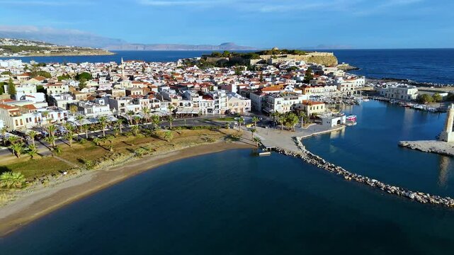 Aerial view of the city of Rethymno, Crete, Greece