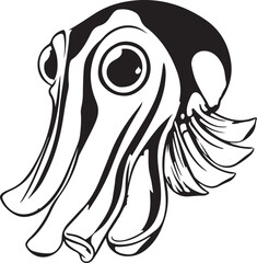vector illustration of a sketch of a cuttlefish