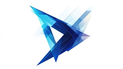 Abstract blue crystal shapes, white background, technology design, website header