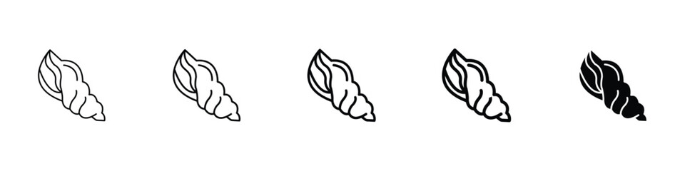 Set of 5 pixel perfect Sea shell icon with 1 unexpanded, 1 silhouette, An icon of a sea shell symbolizing beach life, ocean treasures, and marine beauty