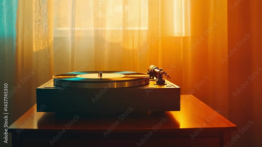Poster seamless looping animation of colorful musical notes scattered on a vibrant purple backdrop, creatin