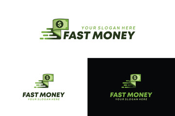 Fast money logo. Vector illustration of fast banknote payment symbol with creative concept