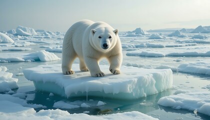 Majestic Polar Bear on Arctic Ice Floe: Climate Change Impact