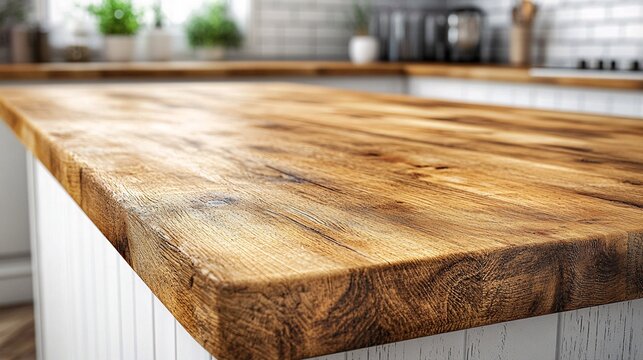stylish rustic wooden kitchen island countertop in modern home design