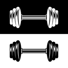 Barbell silhouette vector icon,minimalist and modern design ideas,isolated on black and white background,can be for fitness icon or sign