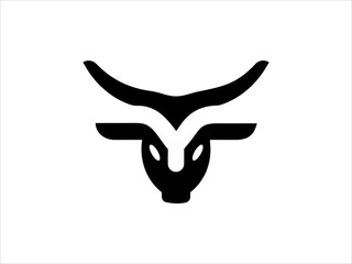 A clean, bold silhouette of a longhorn cattle head.