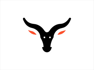 A clean, bold silhouette of a longhorn cattle head.