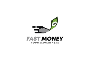 Fast money logo. Vector symbol of fast banknote payment with flexible concept