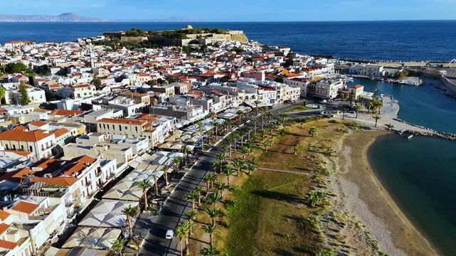 Aerial view of the city of Rethymno, Crete, Greece