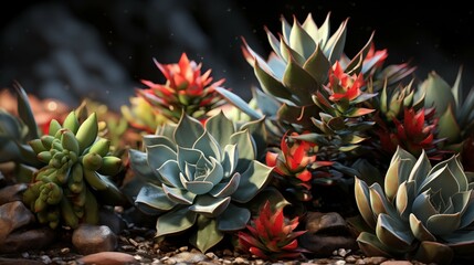 Obraz premium Gem-embedded echeveria and agave clustered