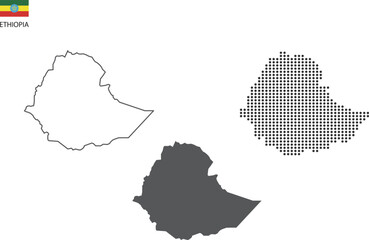 3 version map of Ethiopia on white background vector illustration