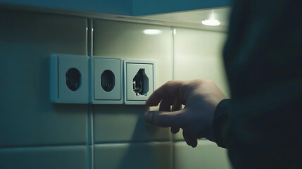 Hand Reaching for an Electrical Outlet