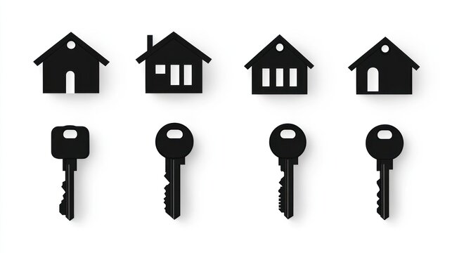 House keys icons; home ownership; white background; real estate
