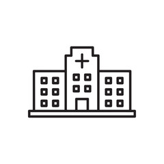 Hospital Building Icon Vector Representing Healthcare, Medical Services, and Treatment Facilities for Digital Artwork Editable Illustration Isolated on a White Background