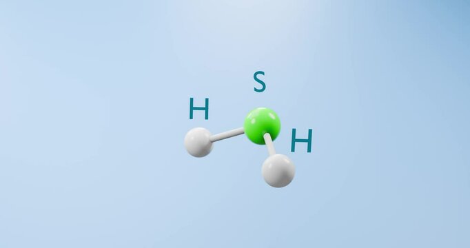 Physics concept. Molecule of Hydrogen Sulfide reaction. 3d render video.