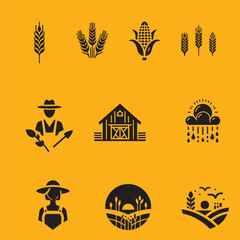 Agricultural icon set vector 