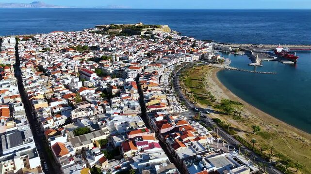 Aerial view of the city of Rethymno, Crete, Greece