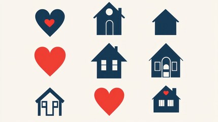 Home sweet home icons; love, house, family
