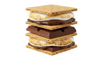 S'mores with Graham Crackers and Chocolate Isolated on Transparent Background


