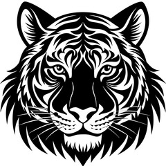 tiger face silhouette with white background