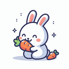 cute rabbit vector image eating carrots