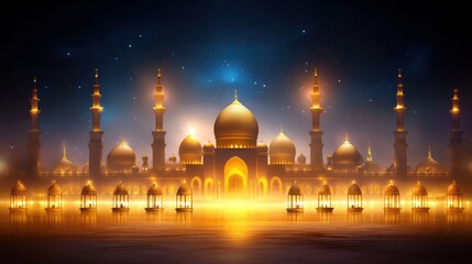 Naklejka premium Golden Mosque at Night