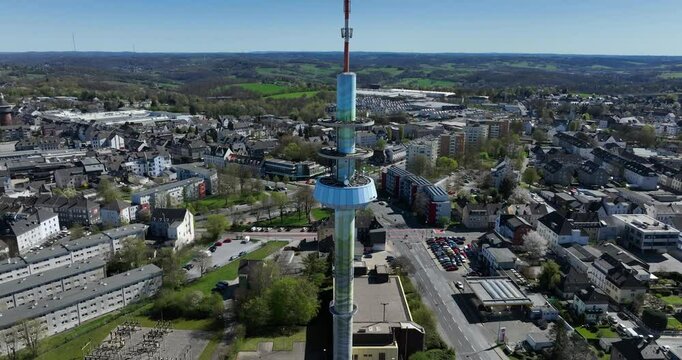 Telecommunications tower and television tower, also known as Telebert on in Velbert, North Rhine-Westphalia, Germany.
