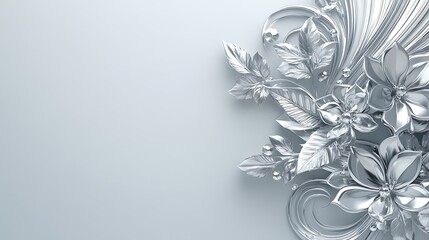 Silver Floral Ornament with Elegant Design.