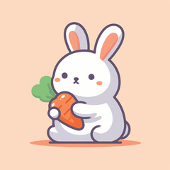 cute rabbit vector image eating carrots