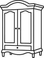 armoire line art, black outline, vector and illustration, coloring book page line art drawing