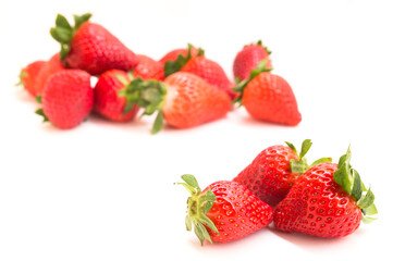 Fresh appetizing strawberries on a white background