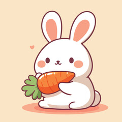 cute rabbit vector image eating carrots