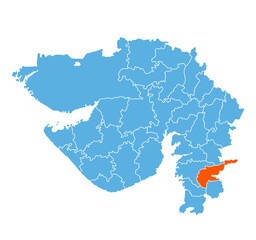 Obraz premium Tapi District map Gujarat state of India