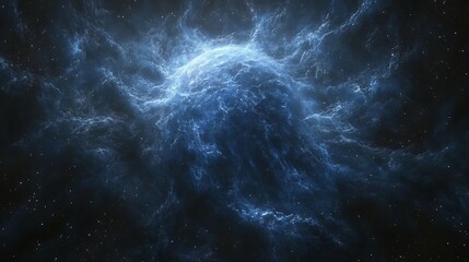 Fototapeta premium Glowing blue nebula surrounds celestial sphere
