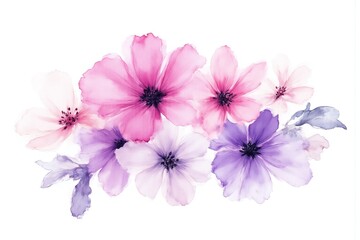 Obraz premium watercolor painting of pink flowers on a white background
