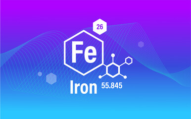 Conceptual abstract composition. Icon, sign. Iron. Set of microelements (minerals) useful for human health on a white background