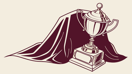 Shiny Gold Trophy Resting Elegantly on Velvet Cloth