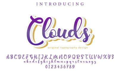 Clouds Font Stylish brush painted an uppercase vector letters, alphabet, typeface