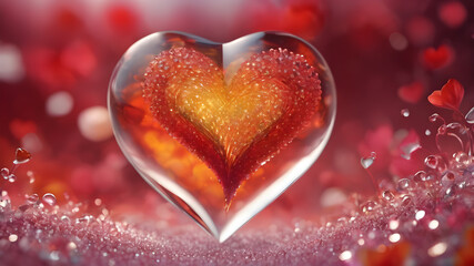 Fototapeta premium Heart shape for Love concept, Valentine's Day concepts. love symbol, concept for Valentine's Day, wedding etc. Heart elements for love concept design. AI generated image
