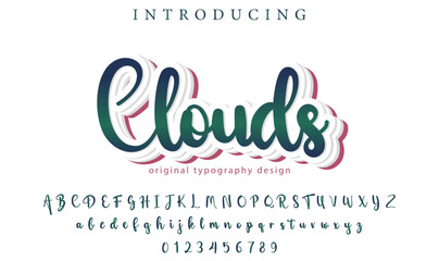 Clouds Font Stylish brush painted an uppercase vector letters, alphabet, typeface