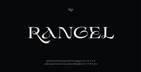 Rangel minimal modern alphabet fonts. Typography technology electronic digital music future creative font. vector illustration