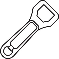 bottle opener line art, black outline, vector and illustration, coloring book page line art drawing