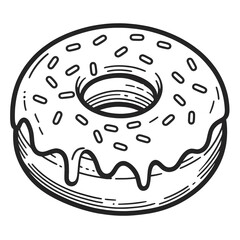 Donuts minimalist black and white silhouette drawing vector illustration