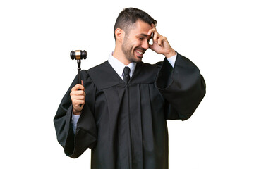 Naklejka premium Judge caucasian man over isolated background laughing
