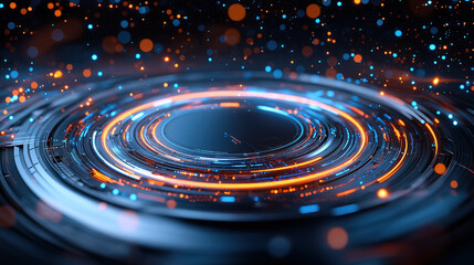 Obraz premium Colorful light patterns swirl in a digital vortex at night